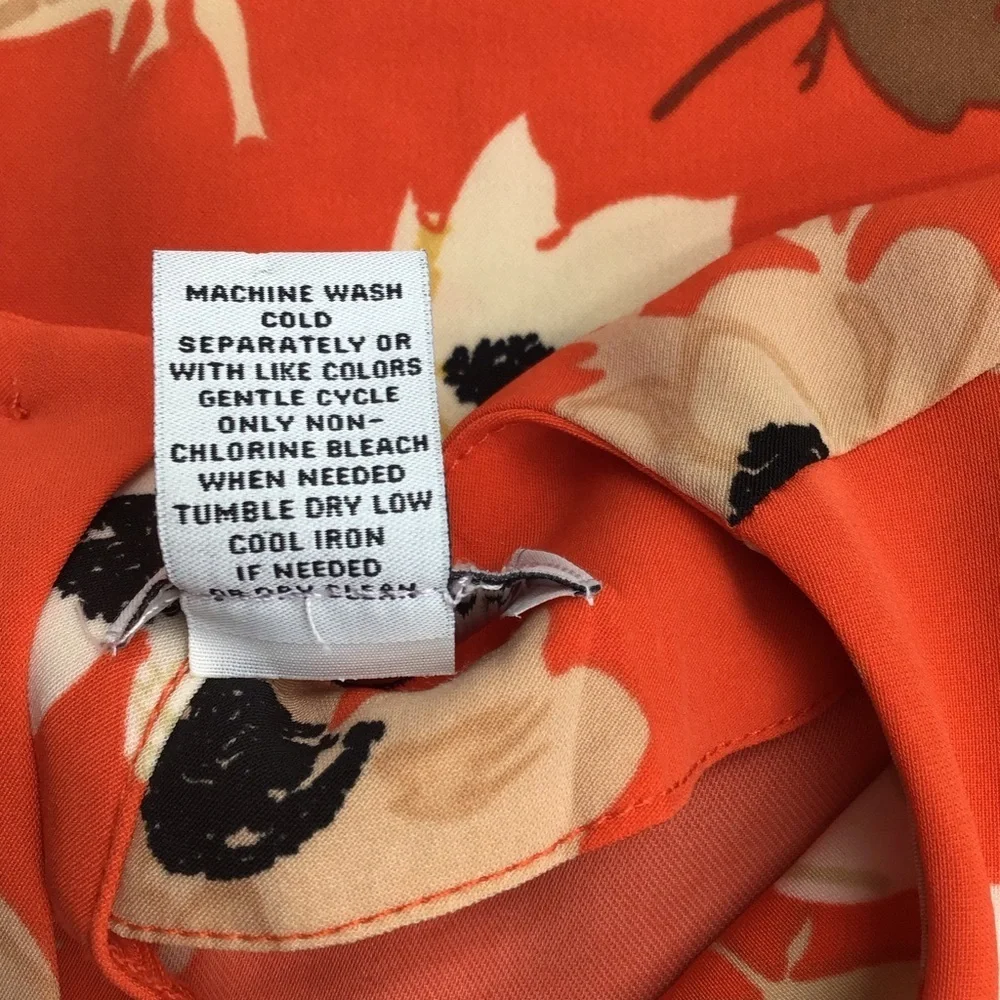 Carmen Marc Valvo Orange Floral Blouse - Picture 8 of 9